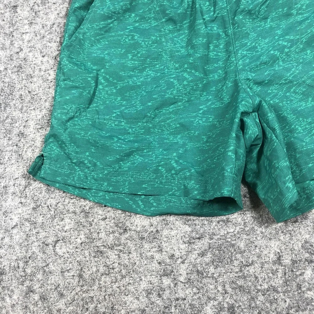 Columbia Swim Shorts Mens Small Green Geometric Print Drawstring Lined Trunks